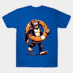 Happy monkey with rescue wheel T-Shirt